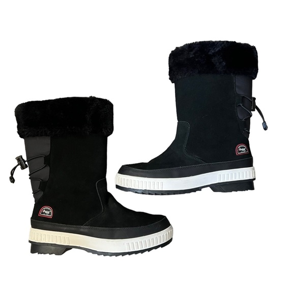 Pajar Canada Barb Waterproof Leather Suede Faux Fur Black Winter Boot Size 10 - Picture 12 of 15